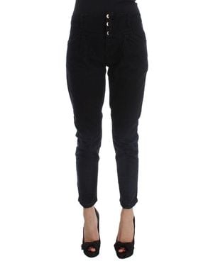 CoSTUME NATIONAL Cotton Slim Fit Cropped Jeans Black Sig30119