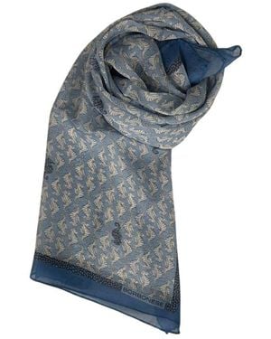 Borbonese Blue Silk Scarf
