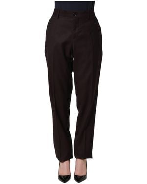 Dolce & Gabbana Brown Straight Leg Dress Silk Trousers Trousers - Black