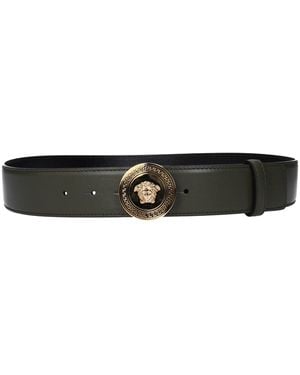 Versace Green Leather Regular Belt - Black