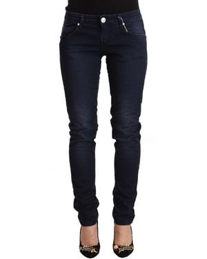 Acht Blue Washed Cotton Low Waist Slim Fit Denim Jeans