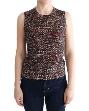 Dolce & Gabbana Print Knit Top Wool T-Shirt - Blue