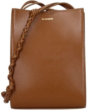 Jil Sander Brown Leather Crossbody Bag