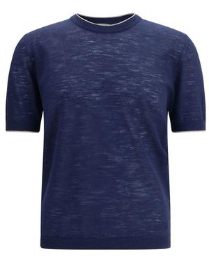 Brooksfield Blue Linen Shortsleeve Shirt