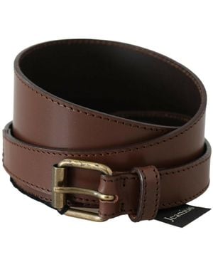 Plein Sud Genuine Leather Rustic Metal Buckle Belt - Black