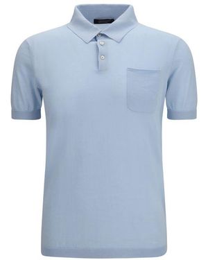 Aragona Cashmere Blue Cotton Polo Shirt
