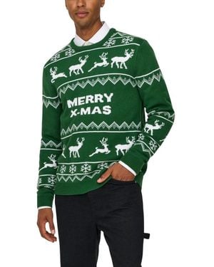 Only & Sons Bicolour Marabou Sweatshirt - Green