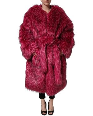 Dolce & Gabbana Fuchsia Belted Faux - Red