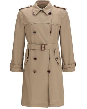 Burberry Brown Silk Trench Coat - Natural