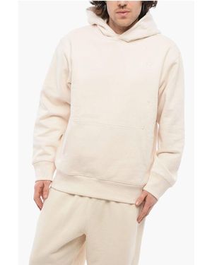 adidas Fleeced Cotton Hoodie With Patch Pocket - Natural