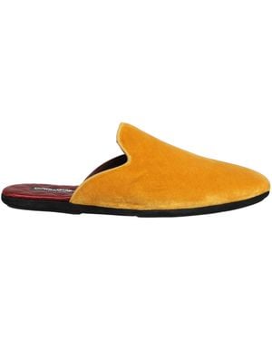 Dolce & Gabbana Yellow Suede Slides Flat Slipper Men Shoes - Orange