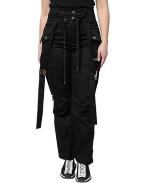 Dolce & Gabbana Black Cotton High Waist Cargo Trousers
