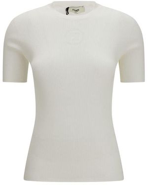 Fendi White Cotton Sweatshirt - Grey
