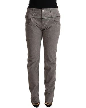 Acht Grey Cotton Straight Fit High Waist Trousers - Black