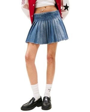 Tommy Hilfiger Blue Recycled Cotton Mini Skirt