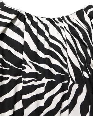 Dolce & Gabbana Black White Zebra Ruched Silk Mini Dress
