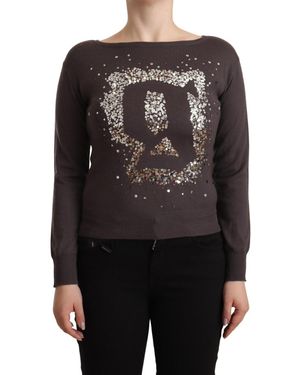 John Galliano Wool Sequined Long Sleeves Pullover Sweater - Black