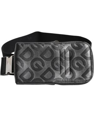 Dolce & Gabbana Gray Dg Logo Mania Purse Phone Belt Waist Men Borse Bag - Black