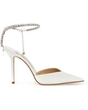 Jimmy Choo Saeda 100 Satin Court Shoes - White