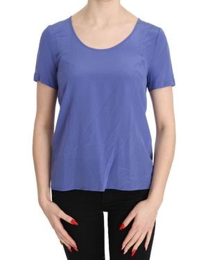 Patrizia Pepe Silk Purple Short Sleeve Casual Top Blouse - Blue