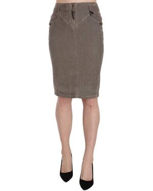 Just Cavalli Chic Pencil Skirt With Logo Details - Black