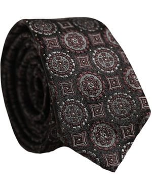 Dolce & Gabbana Dark Purple Geometric Adjustable Necktie Accessory Tie - Black