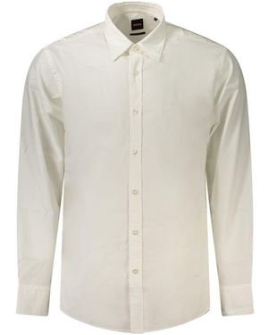 BOSS White Cotton Men's Shirt