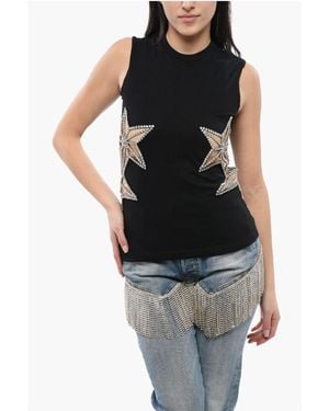 DSquared² ² Crystal And Mesh Inserted Star Tank Top - Black
