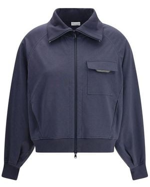 Brunello Cucinelli Blue Cotton Bomber