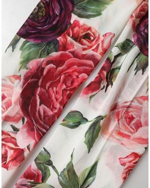 Dolce & Gabbana White Nylon Floral Print Tights Stockings Socks - Red