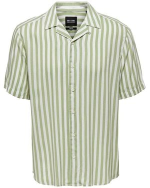 Only & Sons Bicolour Cotton Pattern Shirt - Green