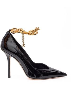 Jimmy Choo Black Patent Leather Diamond Talura 100 Court Shoes - Multicolour