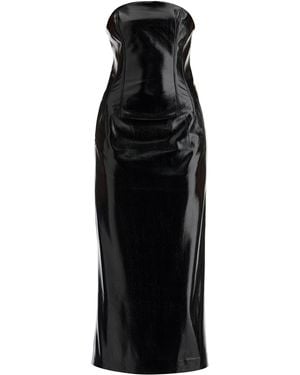 Black shiny leather dress hot sale