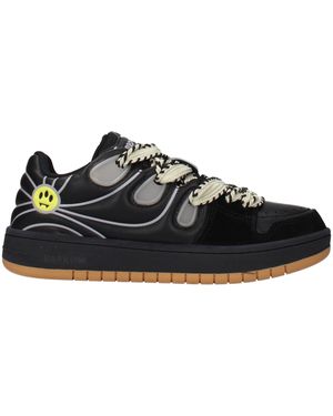 Barrow Black Leather Low Top Trainers