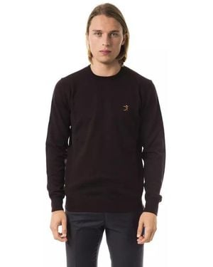Uominitaliani Brown Merino Wool Men Jumper - Black
