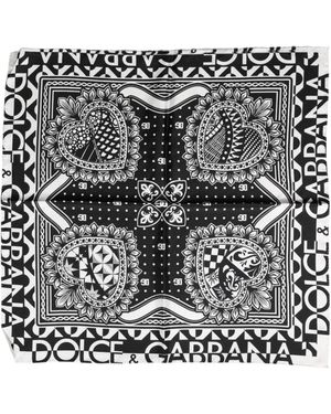 Dolce & Gabbana Black Bandana Print Silk Neck Foulard Scarf