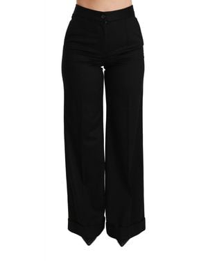 Dolce & Gabbana Cashmere Wide Leg Trouser Trousers - Black