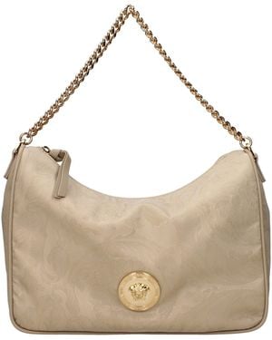 Versace Beige Fabric Handbag - Natural
