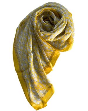 Borbonese Yellow Silk Scarf - Metallic