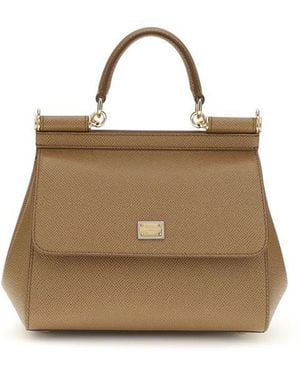 Dolce & Gabbana Beige Calf Leather Bos Taurus Handbag - Natural