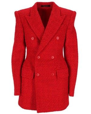 Balenciaga Tweed Blazer Jacket - Red