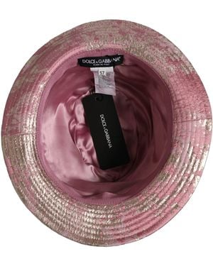 Dolce & Gabbana Pink Metallic Jacquard Pattern Bucket Capello Hat