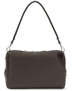 Fendi Brown Calf Leather Bos Taurus Shoulder Bag - Black