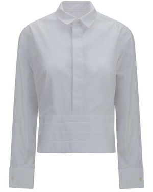Sacai White Cotton Dress Shirt - Blue