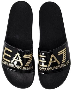 EA7 Gold Polyethylene Sandal - Black