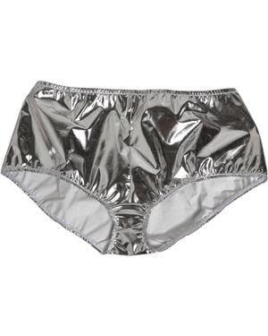 Dolce & Gabbana Silver Metallic High Waist Bikini Bottom Underwear - Grey
