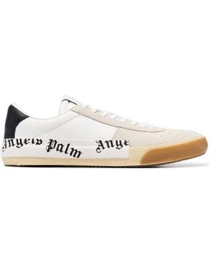 Palm Angels Beige Calfskin Low Top Sneakers - White