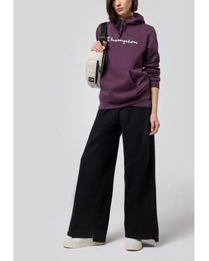 Champion Black Cotton Casual Trousers - Purple