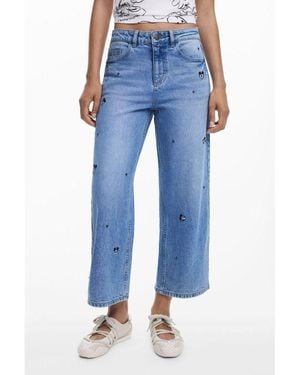 Desigual Blue Cotton Relaxed Fit Jeans