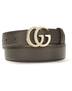 Gucci Brown Calf Leather Bos Taurus Regular Belt - Gray